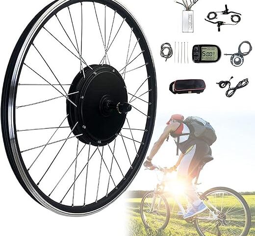 E-Bike Conversion Kit, Electric Bicycle Conversion Kit, 20"/ 24" / 26"/ 27.5" / 28"/ 29" / 700C Rear Wheel Cassette Bike with LCD Display, Brushless Motor Hub, 48V/1500W-700c