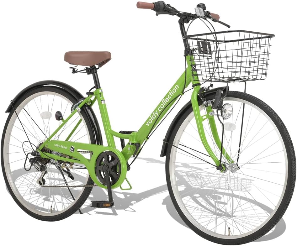 voldy.collection VFC-001 26-inch Folding City Cycle Shimano Bicycle, 6-Speed, With Basket, Key, Light Standard Equipment, 10 Colors Available