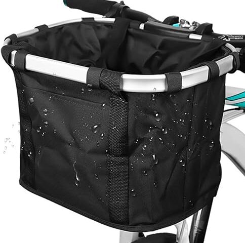 YYBC Bicycle Basket Front, Removable, Foldable, Drawstring Type, Waterproof, Removable, Load Capacity 22.0 lbs (10 kg), For Pets, Shopping, Commuting, Camping, Outdoor Activities (Black)